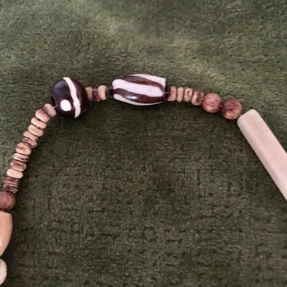 Vintage Zuni Festish Beaded Necklace Glass Clay Beads Carved Elephants - Picture 4 of 6